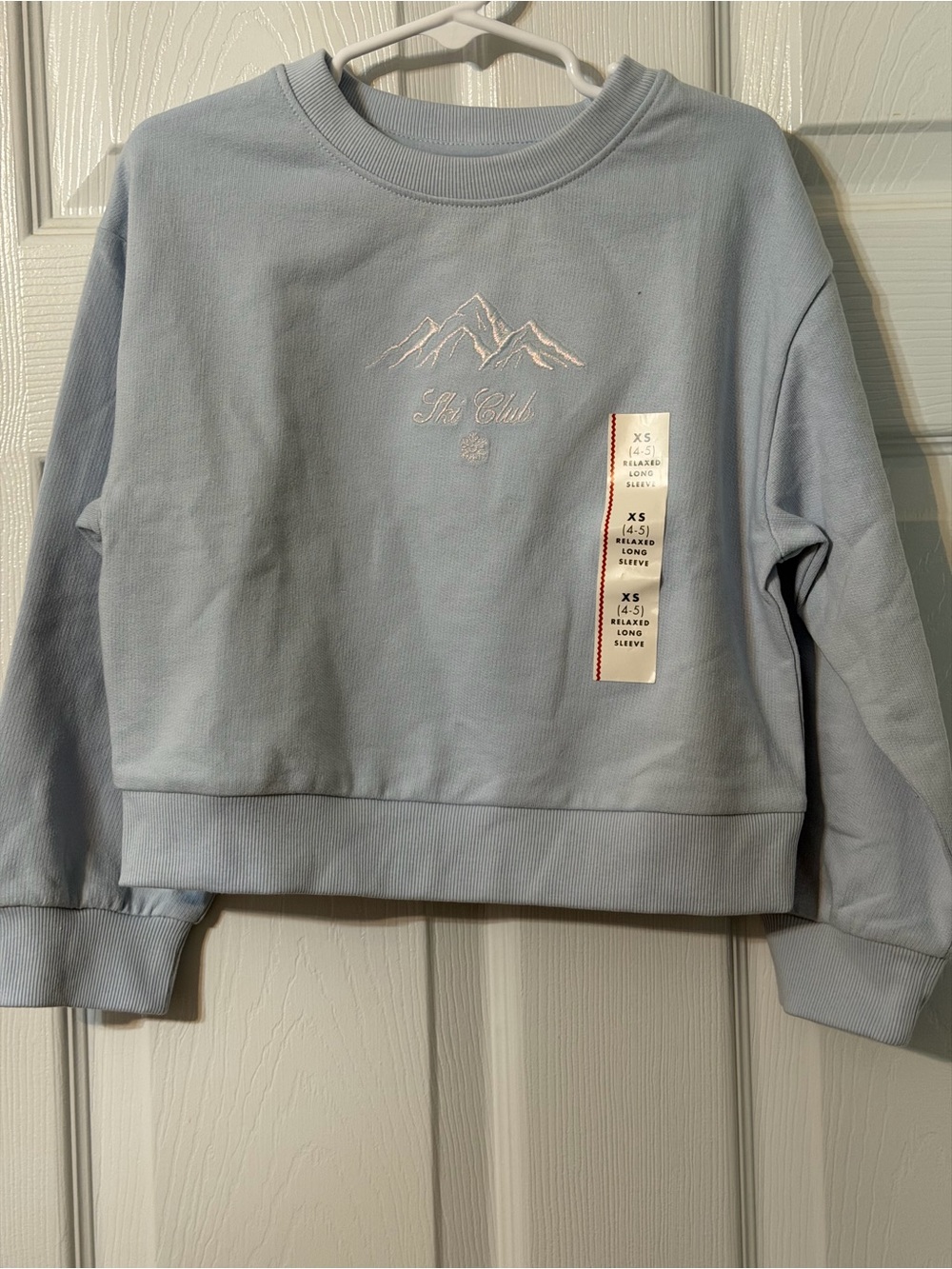 Cat & Jack Light Blue Ski Club Embroidered Crewneck Sweatshirt